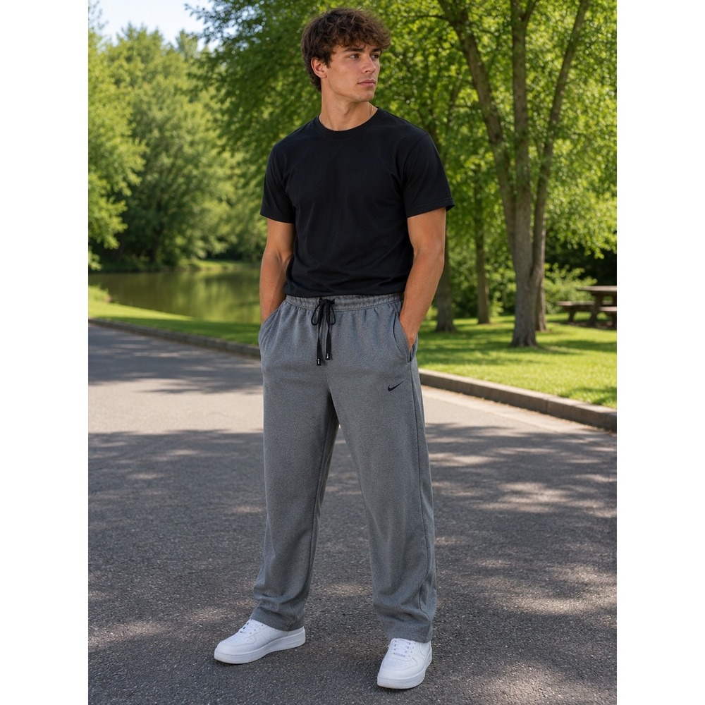 Nike Therma-FIT Mens Gray Training Jogger Pants Straight Leg Charcoal Heather